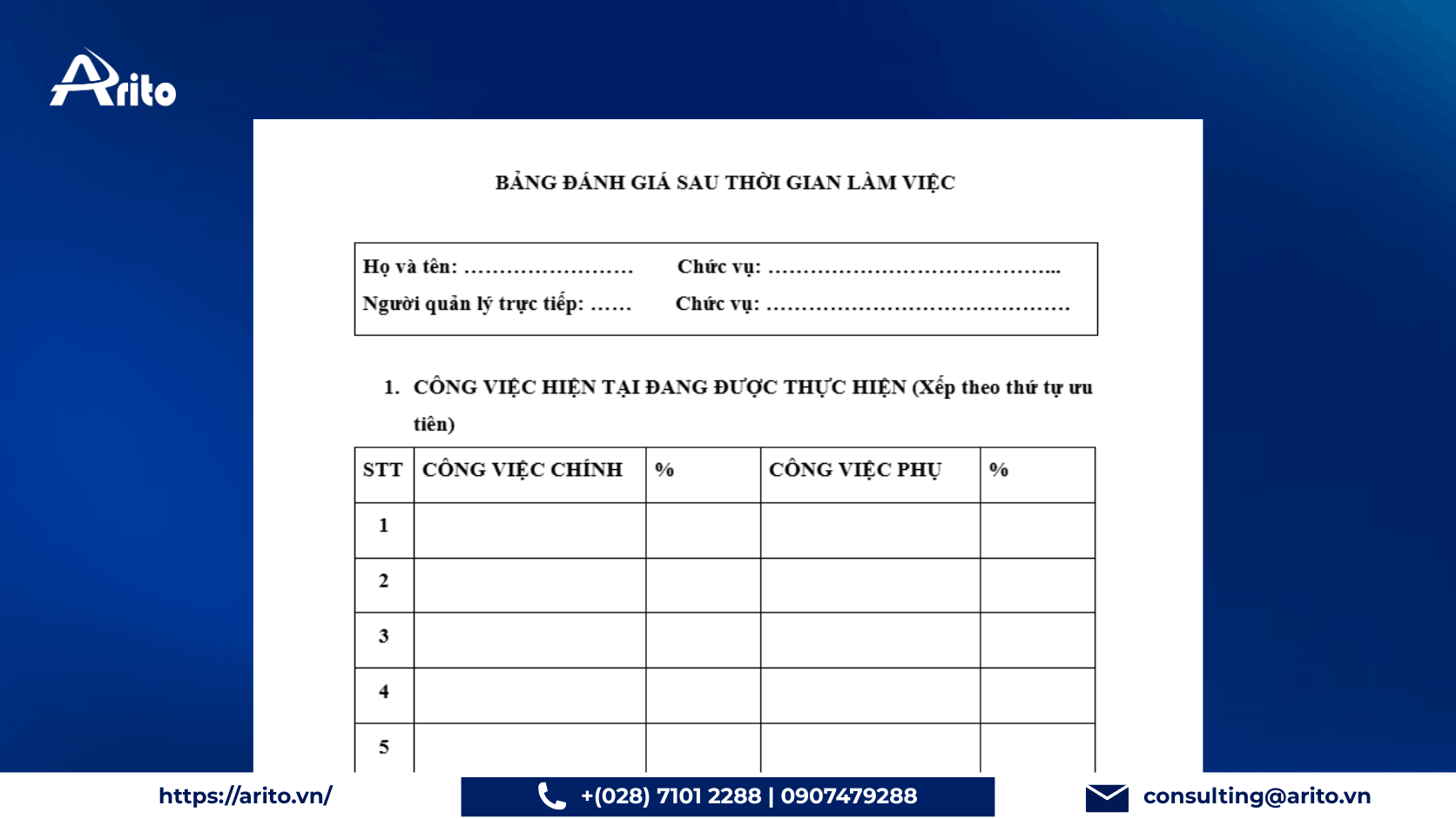 Mẫu tự đánh giá nhân viên