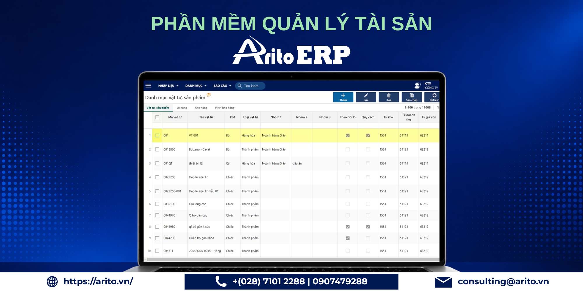 phần mềm quản lý tài sản Arito ERP