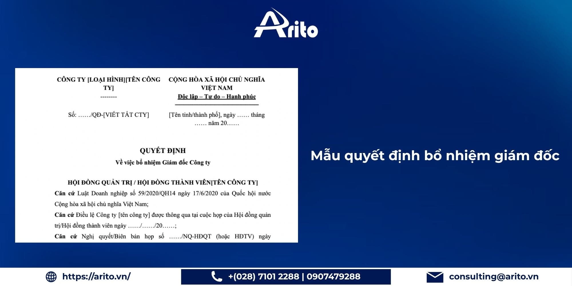 Mẫu quyết định bổ nhiệm giám đốc