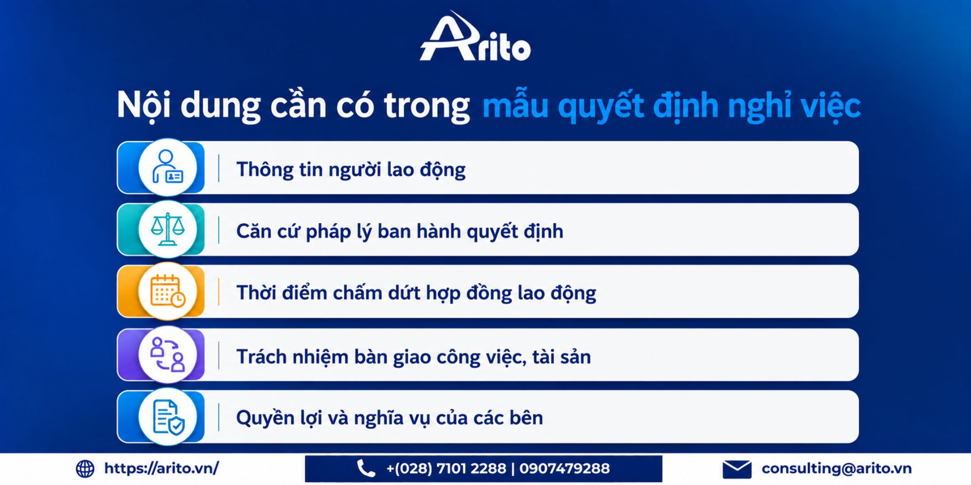 Nội dung cần có trong mẫu quyết định nghỉ việc