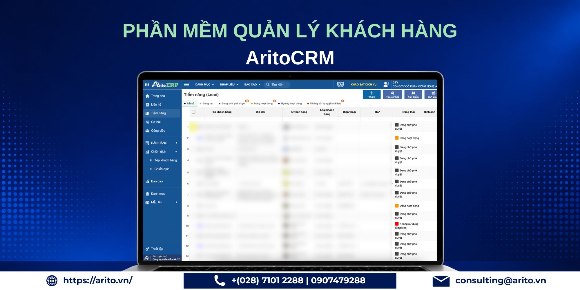 Phần mềm quản lý khách hàng AritoCRM