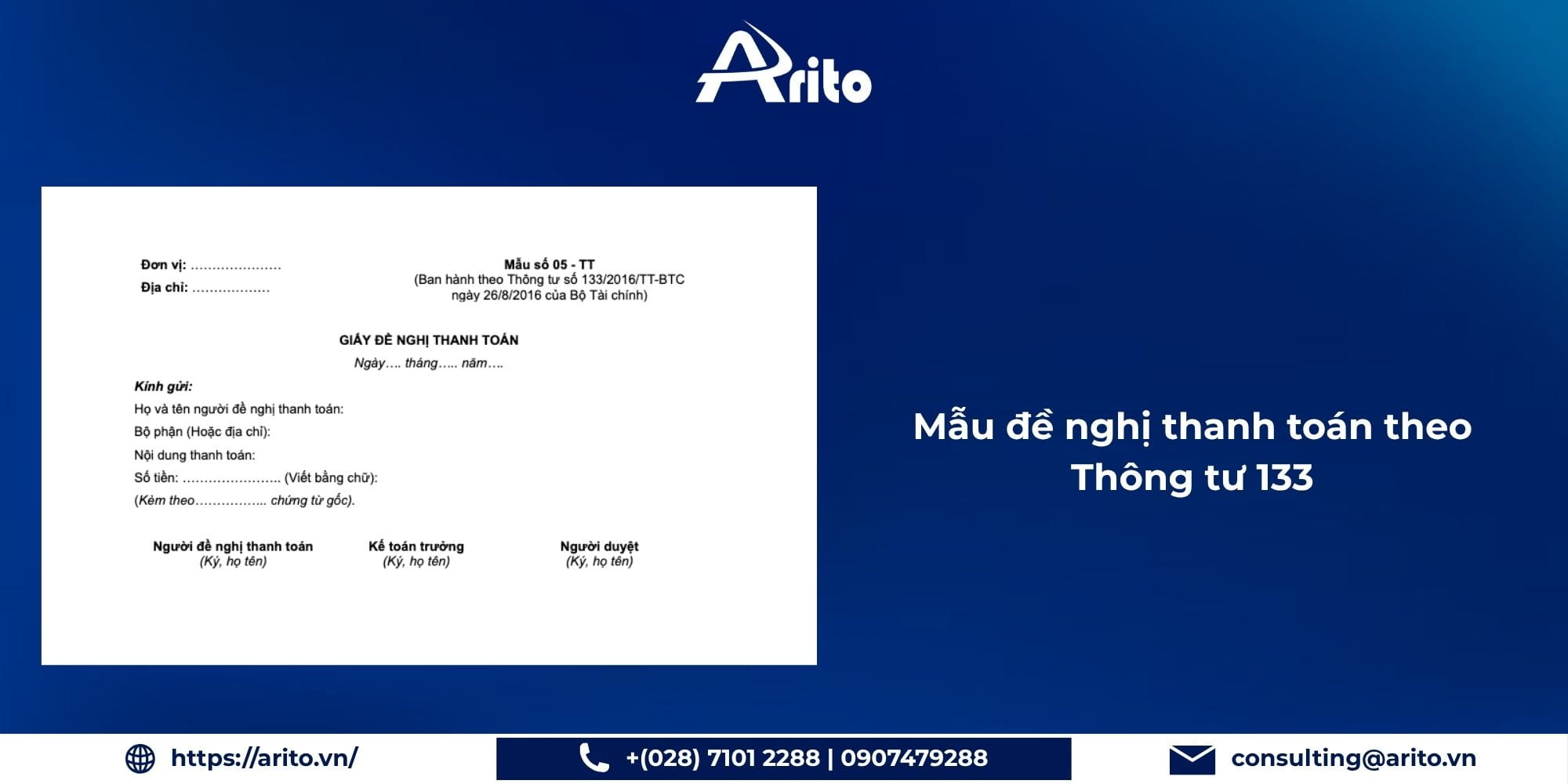Mẫu đề nghị thanh toán theo Thông tư 133
