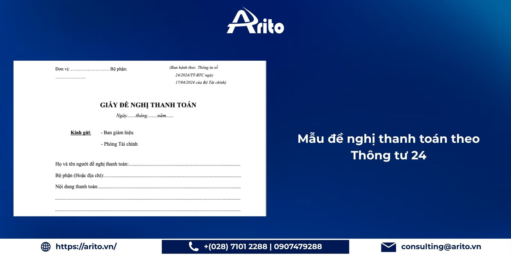 Mẫu đề nghị thanh toán theo Thông tư 24
