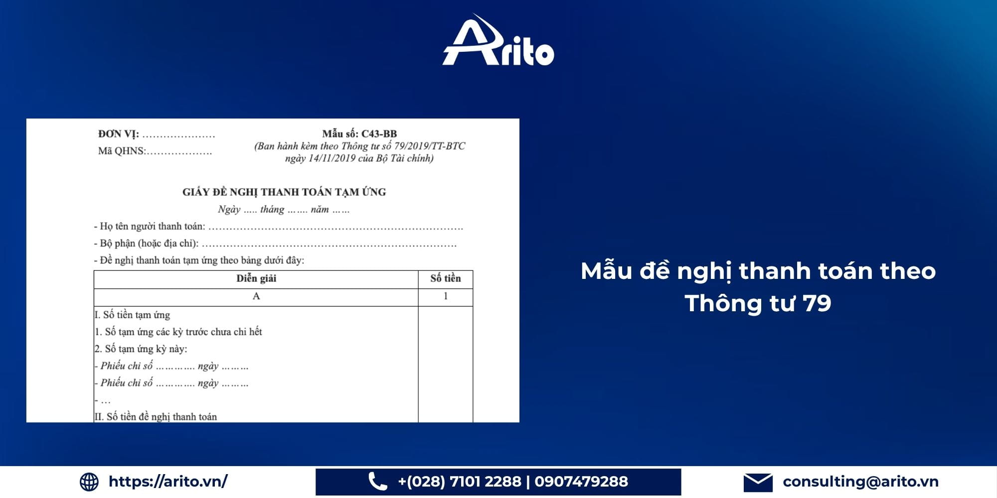 Mẫu đề nghị thanh toán theo Thông tư 79