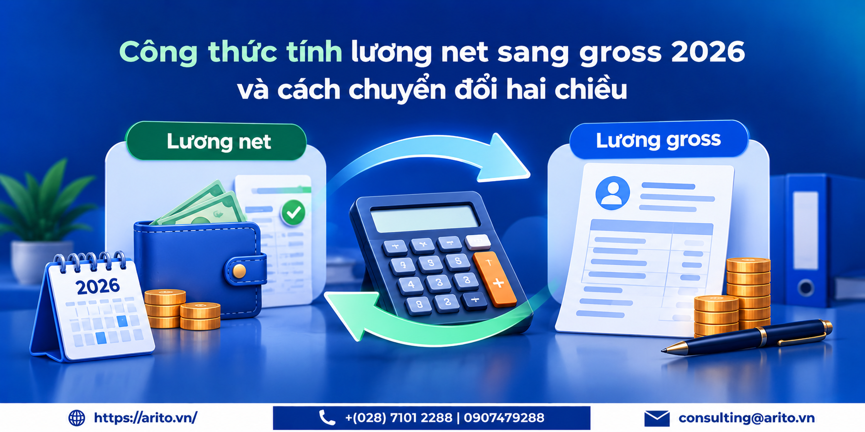 Công thức tính lương net sang gross 2026 và cách chuyển đổi hai chiều