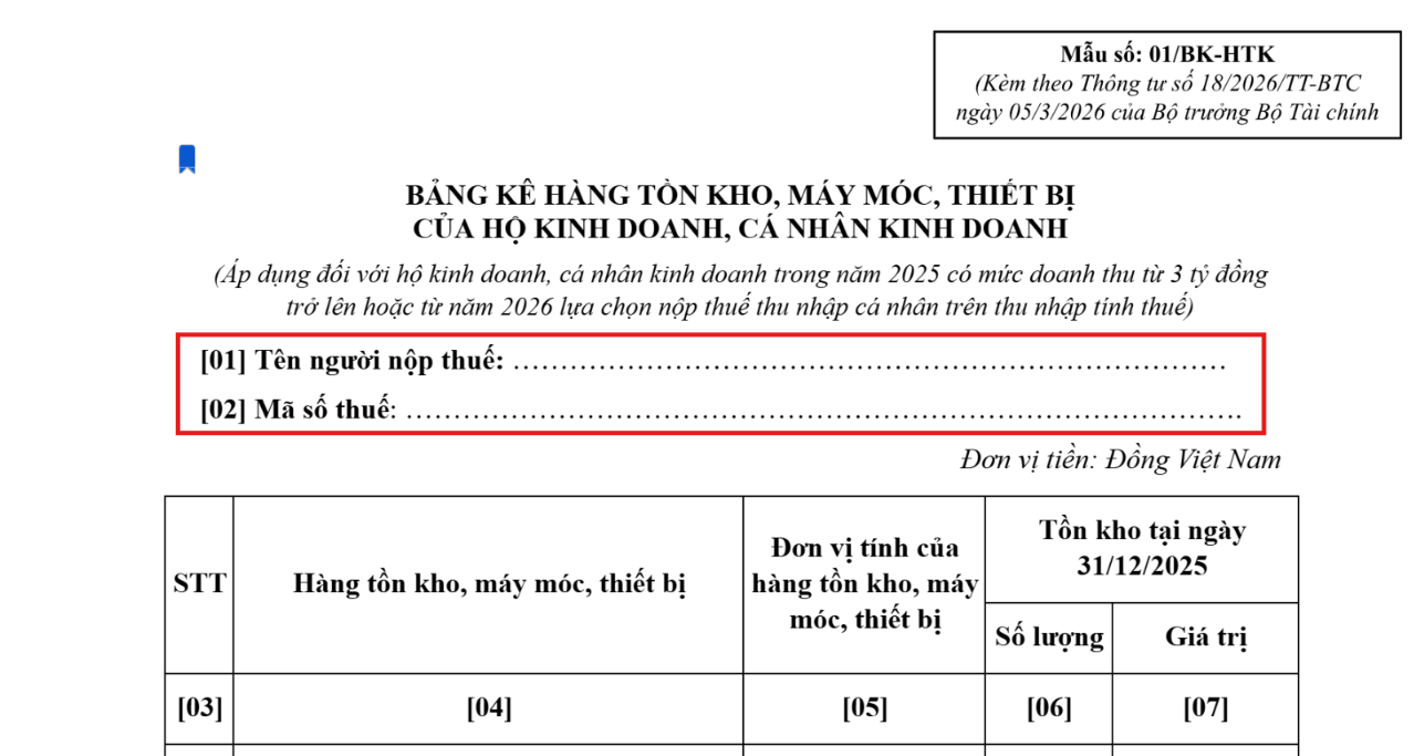 Thông tin người nộp thuế