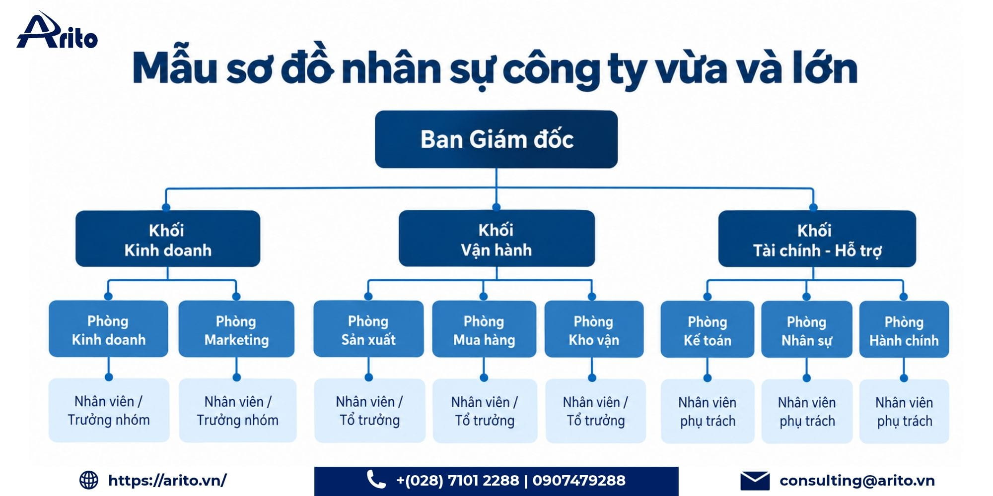 Mẫu sơ đồ nhân sự công ty vừa và lớn